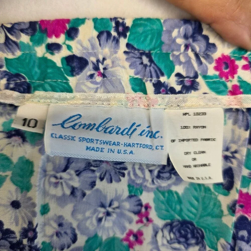 Vintage Lombardi Inc. Floral Maxi Skirt 10 Blue Deadstock Cottagecore Romantic